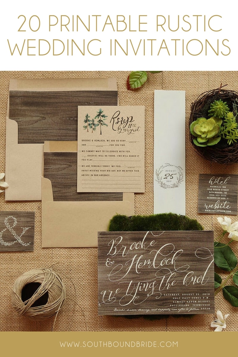 Printable Rustic Wedding Invitations from Etsy SouthBound Bride