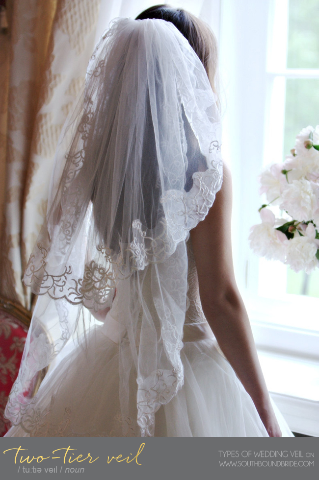 Two Tier Ivory Lace Short Bridal Veils Mid Length Wedding Veil