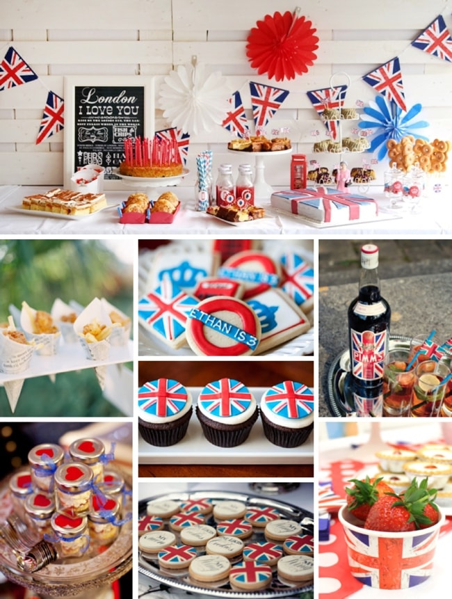 London Union Jack British Royal Wedding Themed Bridal Shower Food and Drink