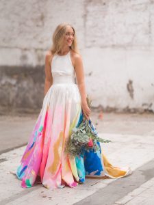 rainbow wedding dress