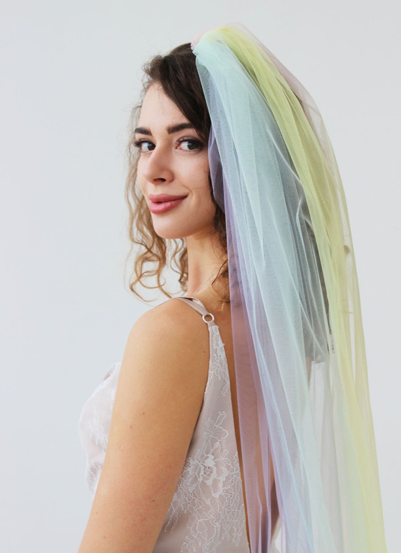 rainbow wedding ideas veil