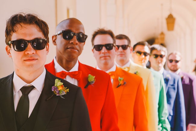 rainbow wedding ideas groomsmen