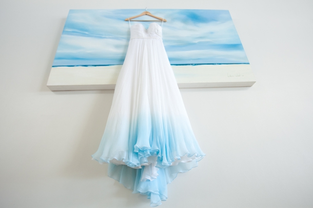 Blue dipped wedding dress sale