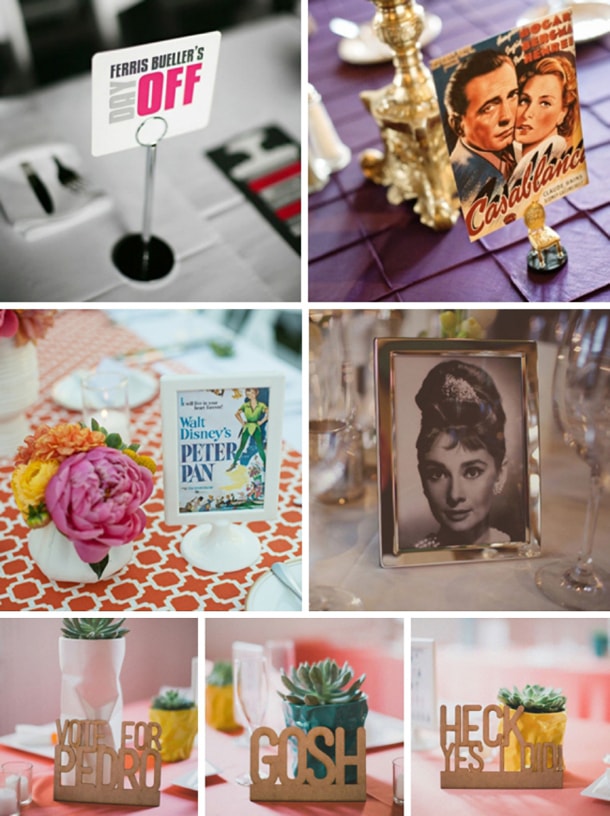 Movie Themed Wedding Table Names