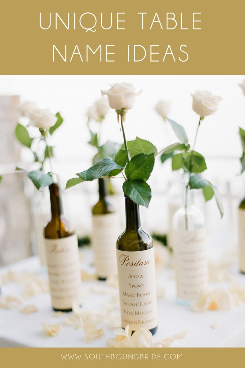 Unique Ideas For Wedding Table Names SouthBound Bride