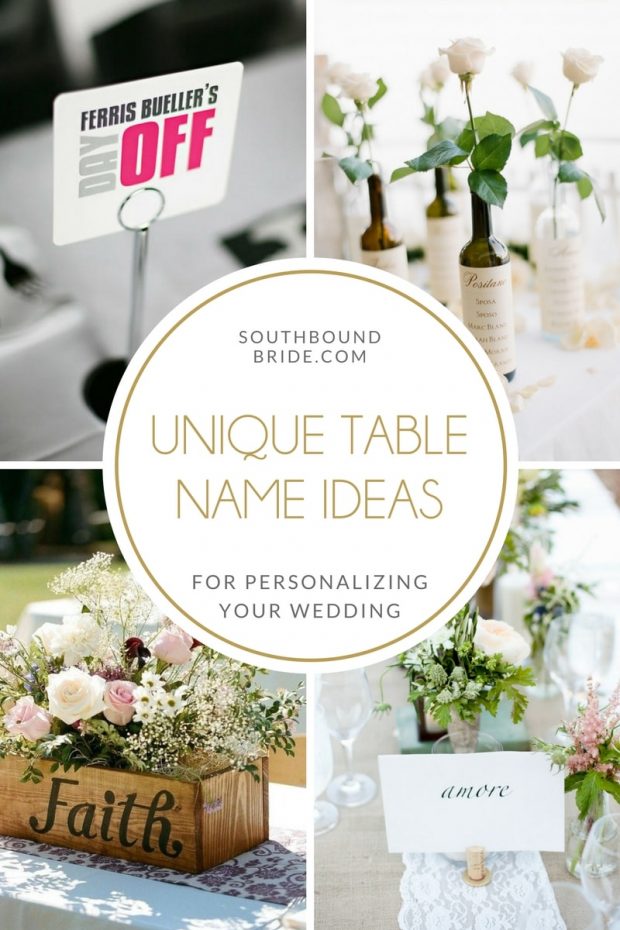 Unique Ideas for Wedding Table Names | SouthBound Bride