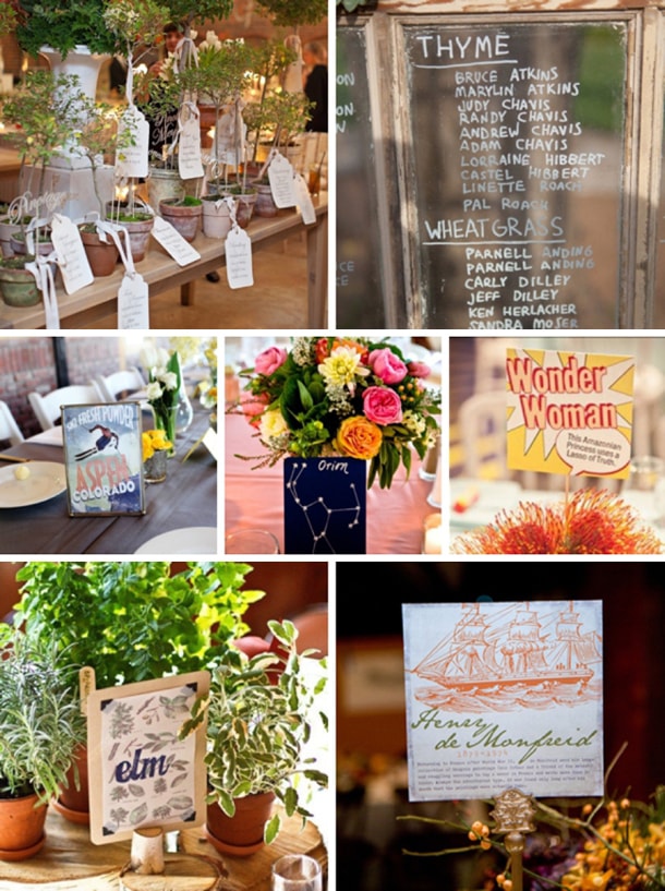 Wedding Table Number Name Ideas