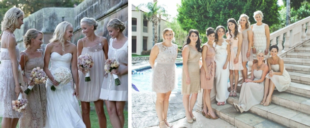 Mismatched Neutral Bridesmaid Dresses