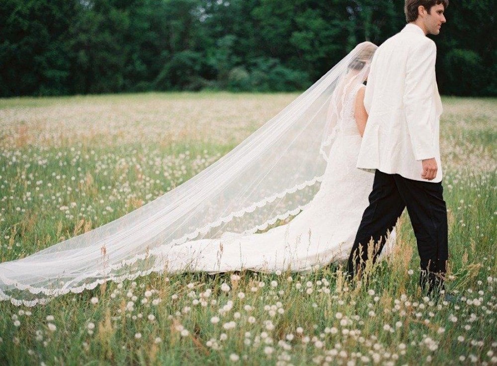 Cathedral Length Wedding Veil 1 Tier Lettuce Edge Made to 