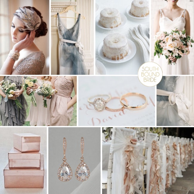Dove Grey & Rose Gold Wedding Inspiration Board 001.