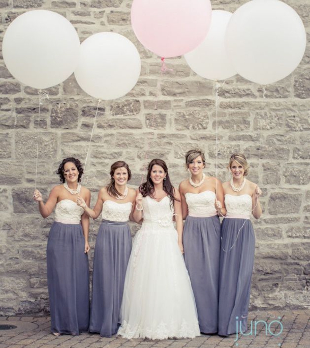 Two colour shop bridesmaid dresses