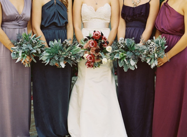 Jewel tone shop wedding bridesmaids