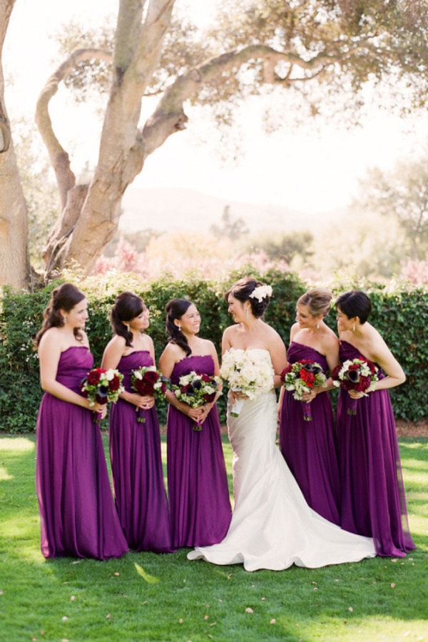 berry colored bridesmaid dresses