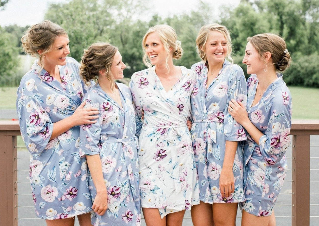 bridesmaid patterned robes for getting ready