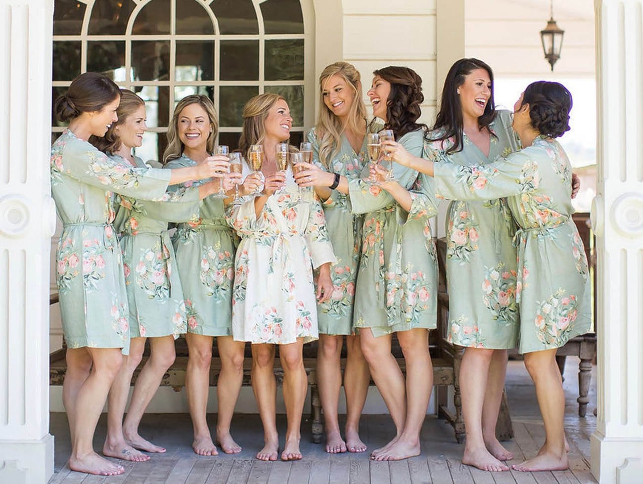 bridesmaid patterned robes for getting ready