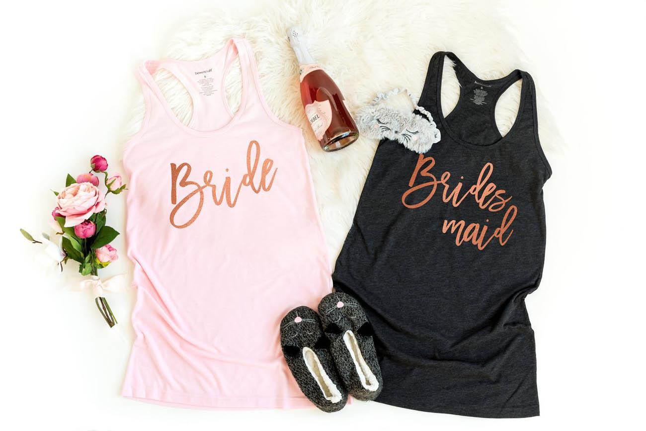 bridesmaid tank tops for getting ready