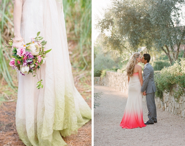 purple dipped wedding dress