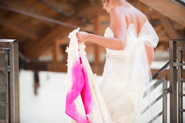 hot pink ombre wedding dress