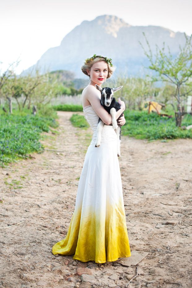 yellow ombre wedding dress