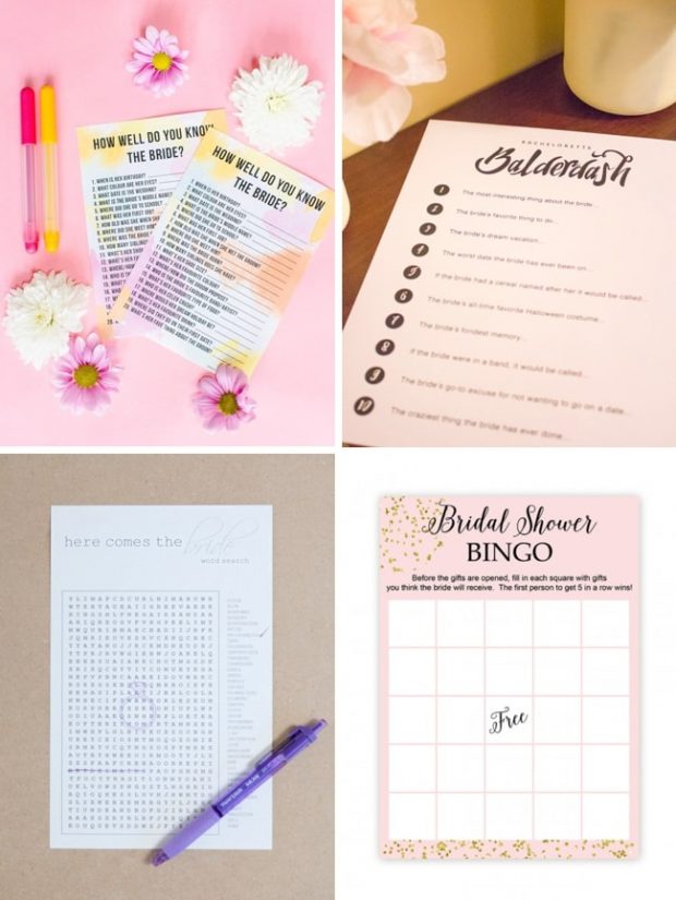 15 Free Printables for Bridal Showers & Hen Nights