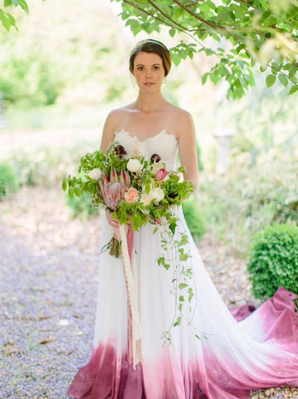 pink ombre wedding dress