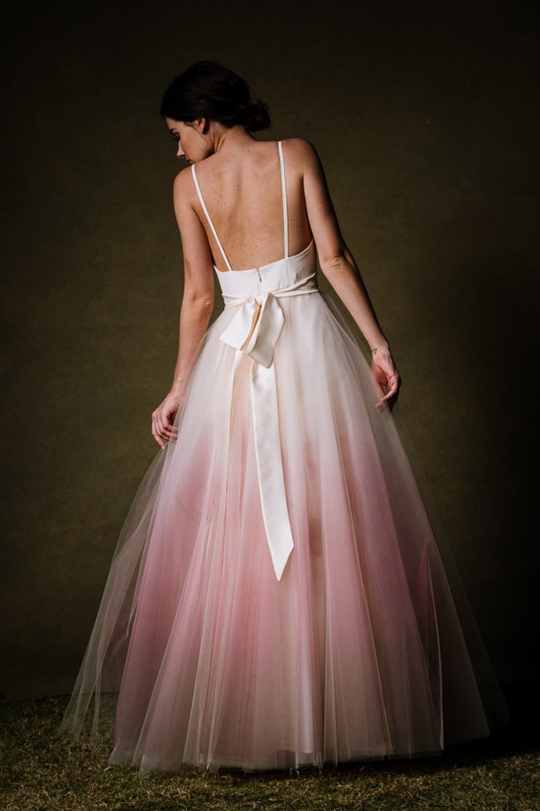 pink ombre wedding dress