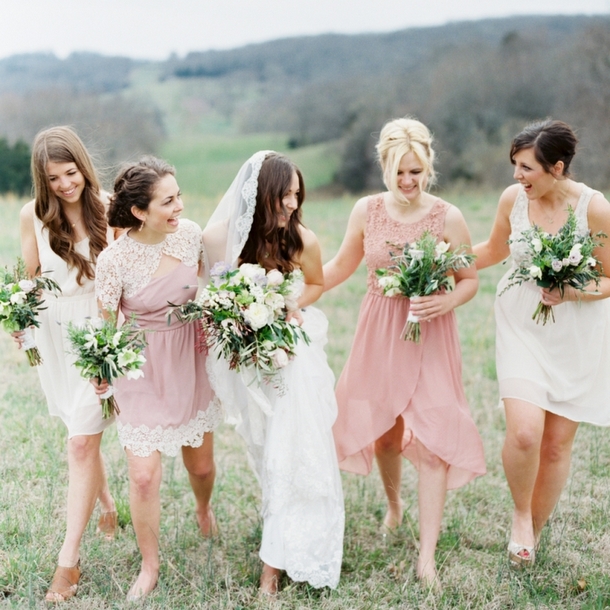 Mismatched Blush Bridesmaid Dresses