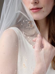 gold leaf bridal veil