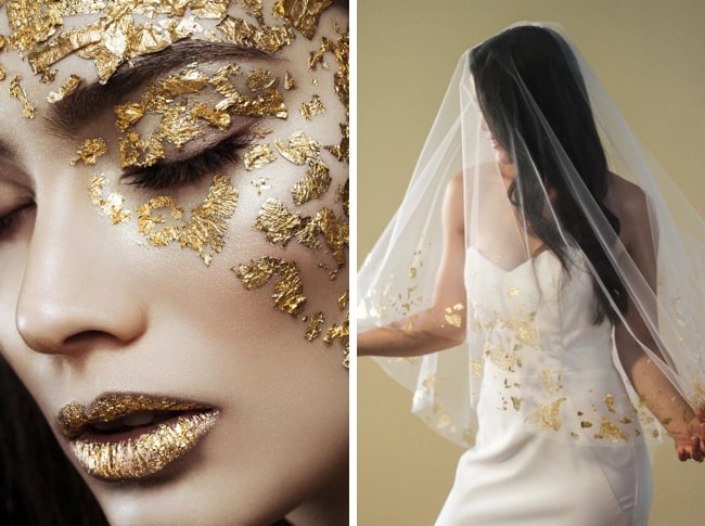 gold leaf bridal makeup