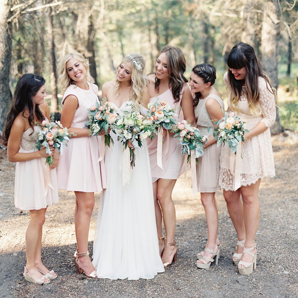 Mismatched Blush Bridesmaid Dresses