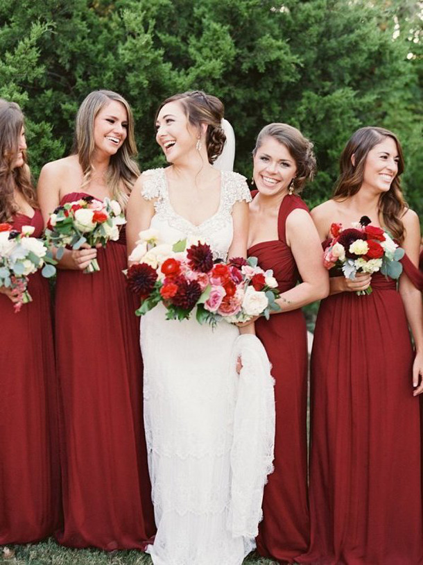 Shades of Red Bridesmaid Dresses