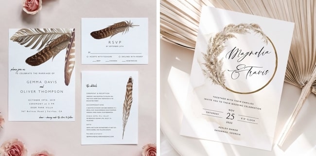 bohemian wedding invitation