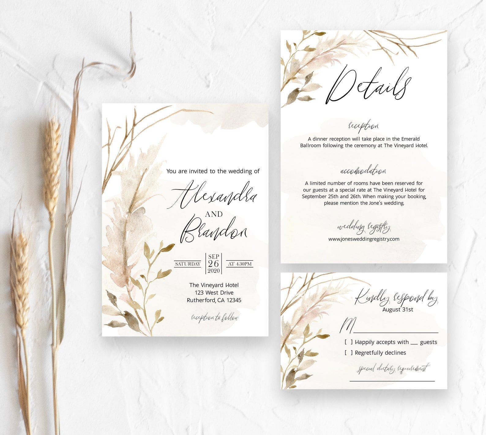 bohemian wedding invitation