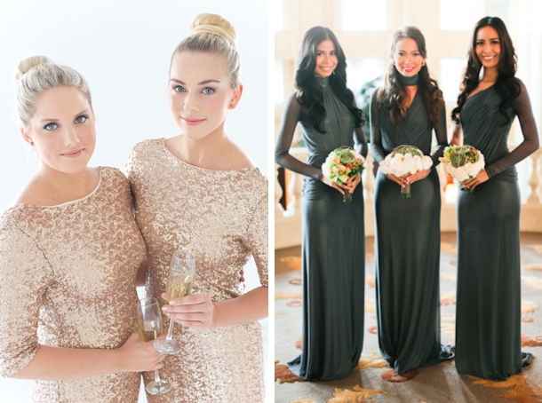 long sleeve bridesmaid gowns