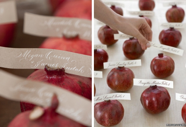 Pomegranate Escort Cards | Fall Wedding Ideas | SouthBound Bride