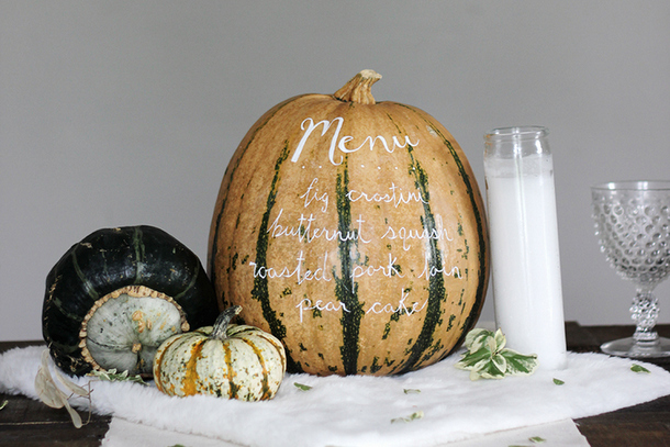 Calligraphy Pumpkin Menu | Fall Wedding Ideas | SouthBound Bride