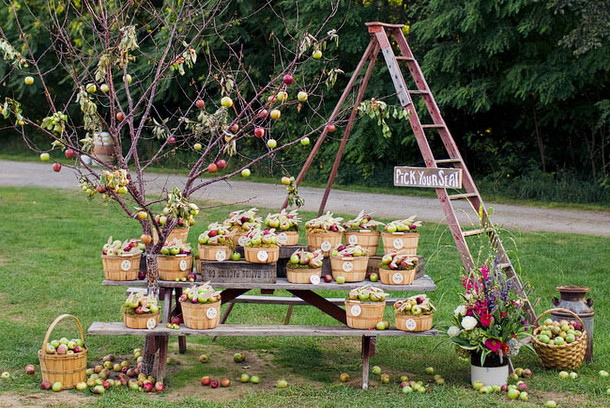 Fall Apple Escort Display | Fall Wedding Ideas | SouthBound Bride