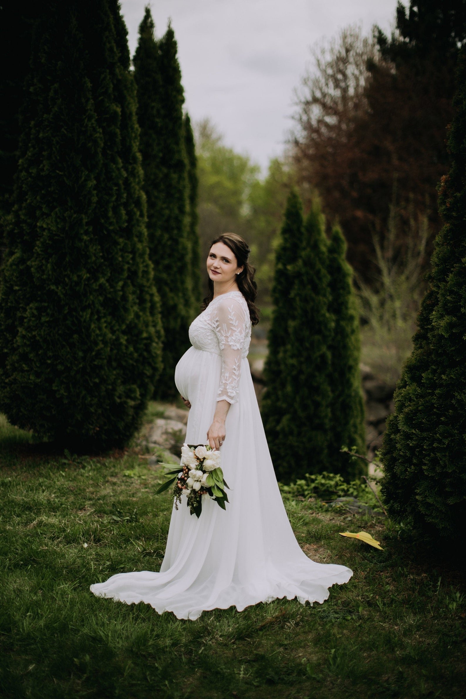 Julia Strapless Maternity Wedding Gown Long White - Maternity