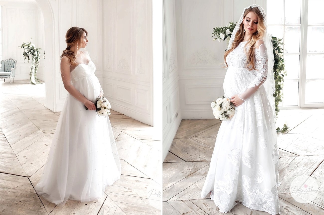 Julia Strapless Maternity Wedding Gown Long White - Maternity