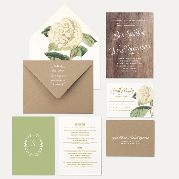 Oak & Orchid Botanical Wedding Invitations | SouthBound Bride