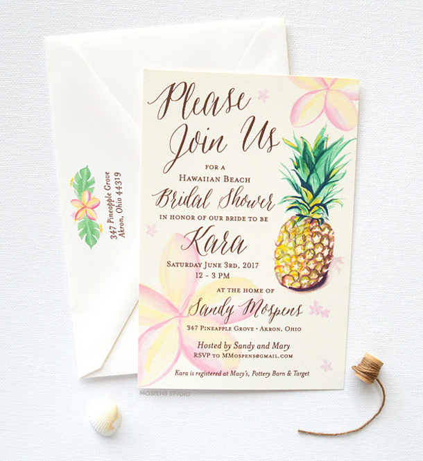 Tropical Themed Bridal Shower Invitations 5