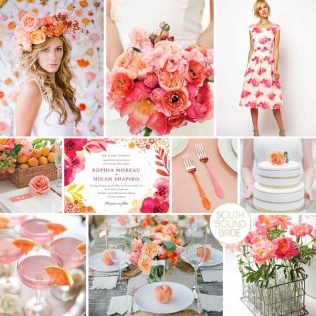 Pink, Peach & Orange Floral Wedding Inspiration | SouthBound Bride