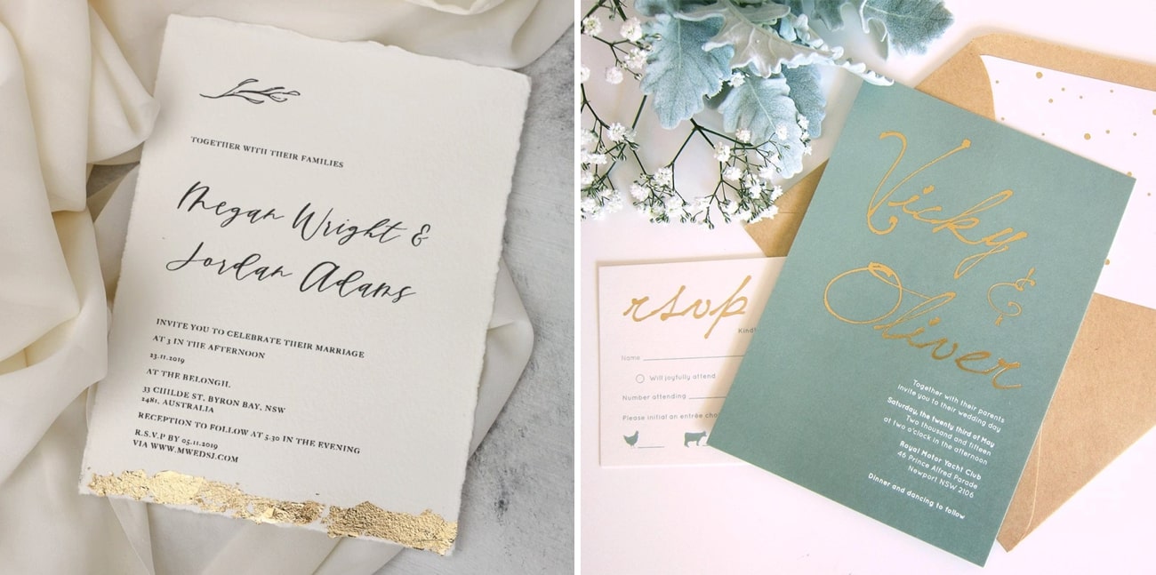 Gold Foil Wedding Invitations from Etsy