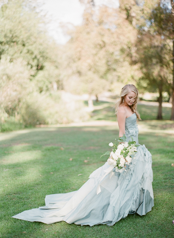 pastel floral wedding dress