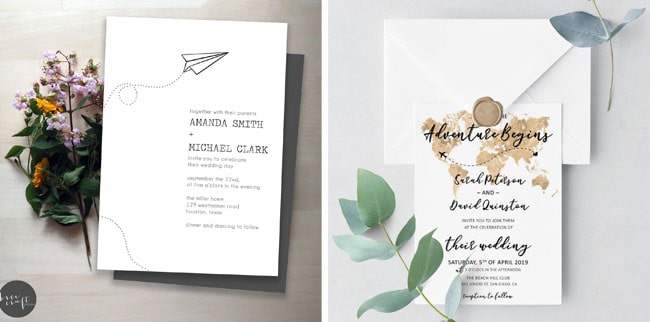 Printable Travel Theme Wedding Invitations