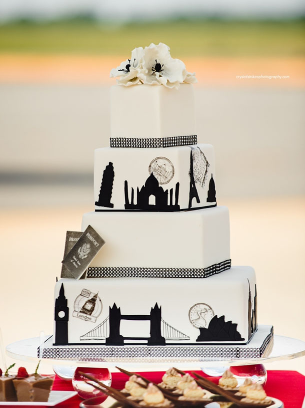 travel themed wedding cakes