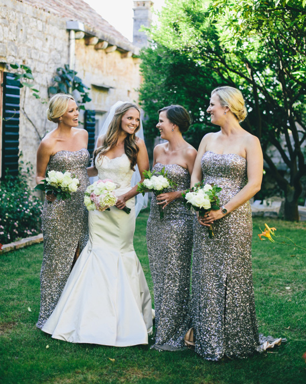 silver bridesmaid dress