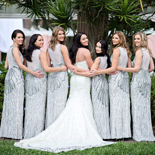 bridesmaids dresses in silver