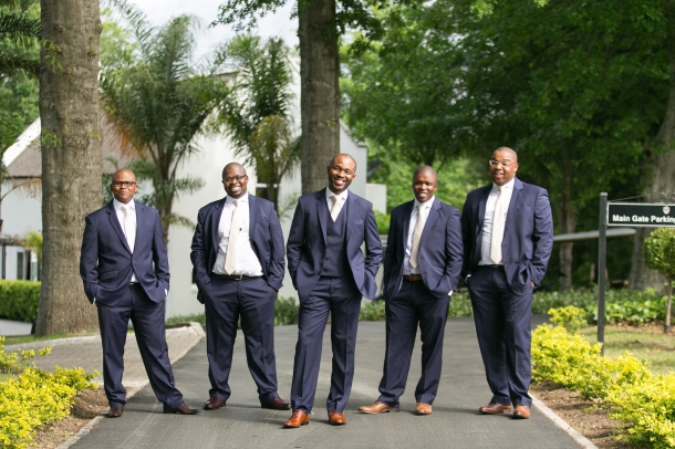 Groomsmen in Navy Tuxedos