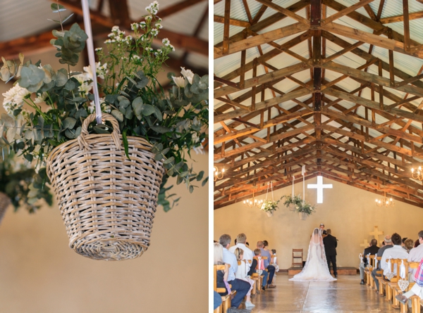 Hanging Greenery in Rustic Chapel